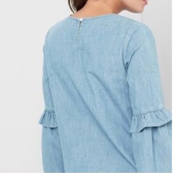 Gap for Good Chambray Top Ruffle Bell Sleeve - Picture 3 of 11